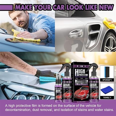 Turbo Shine Nexa, 5 Bottles High Protection 3 In 1 Spray, Extremely Hydrophobic-100% Waterless Wash Can Remove Minor Scratches (5Sets,100ML)