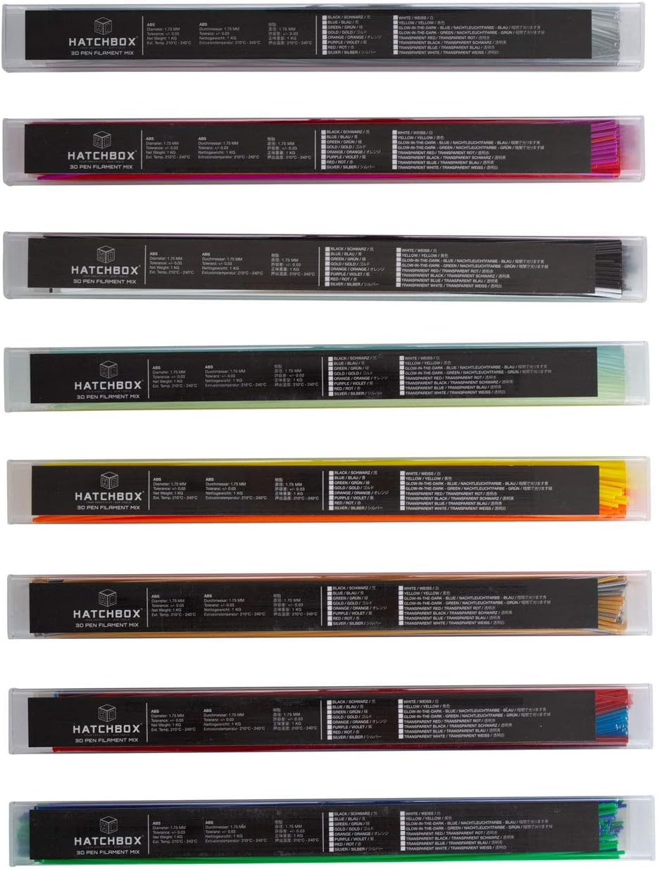 ABS 3D Pen Filament, Dimensional Accuracy +/- 0.03mm, 1kg Total, 1.75mm, 16 Color Sample Pack