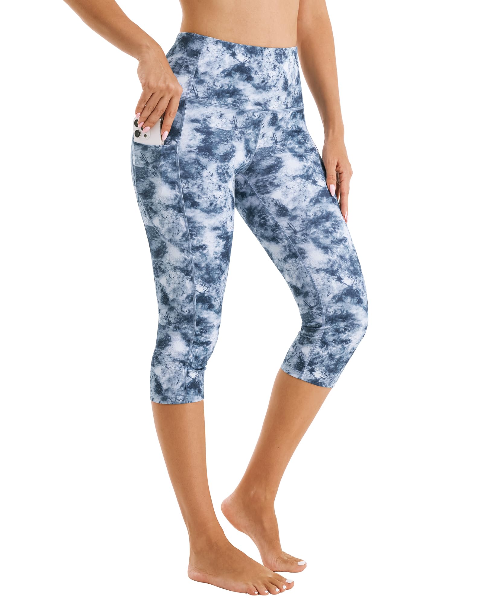 Stelle Women's Capri Yoga Pants with Pockets Essential High Waisted Legging for Workout