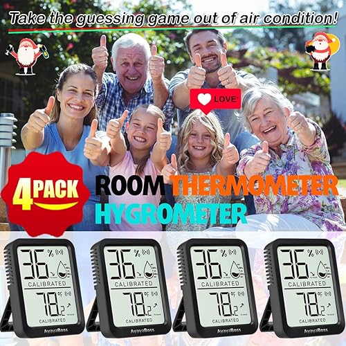Miniatura 7 de AyayaBoss Medidor de humedad, termómetro de habitación para el hogar, termómetro higrómetro, monitor de temperatura y humedad, sensor digital de