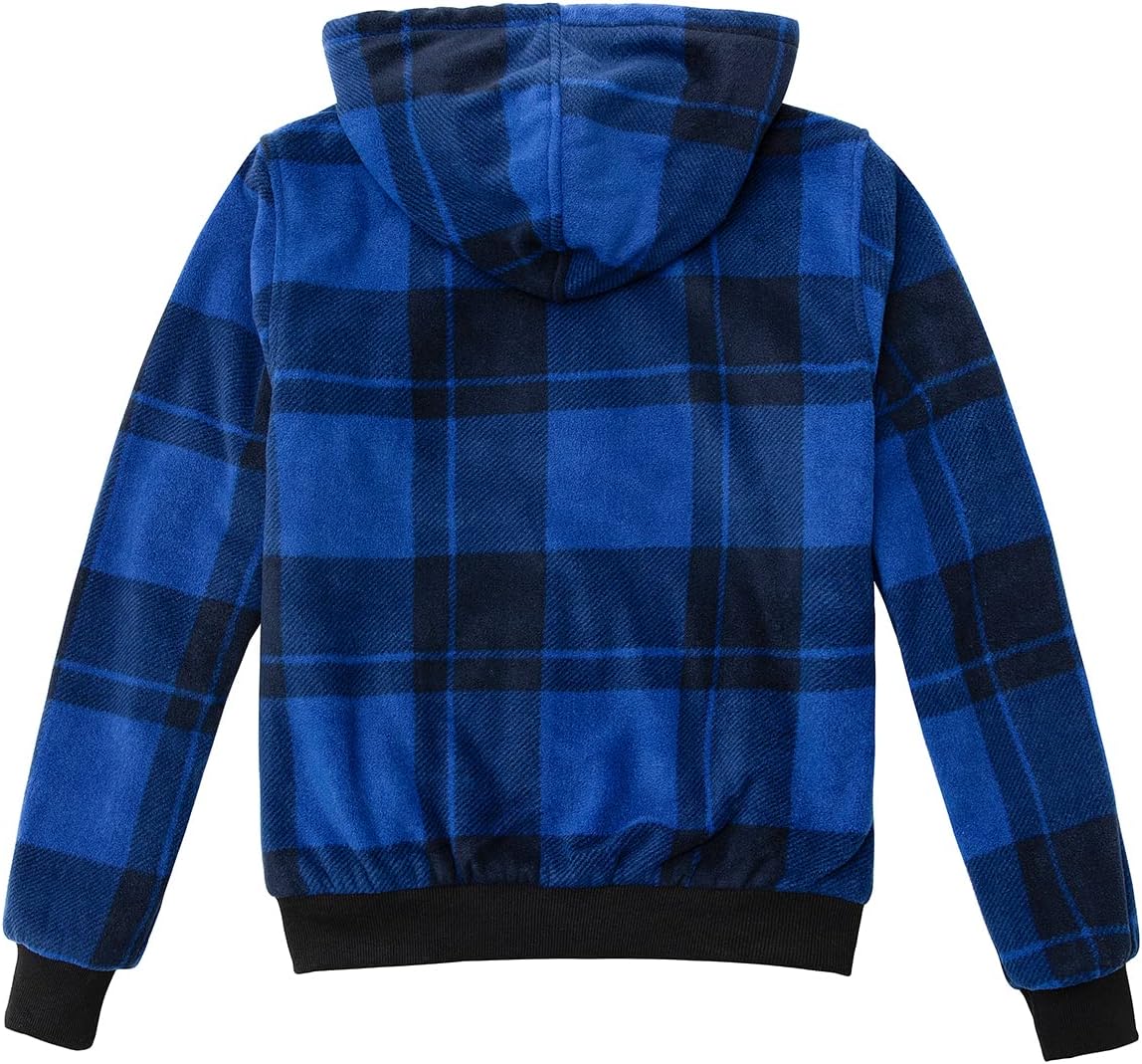 ZENTHACE Men's Thicken Sherpa Lined Checkered Flannel Hoodie Shirt Jacket - Image 2