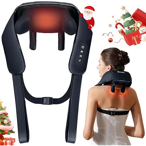 FSA/HSA Eligible Neck & Shoulder Massager with Heat, Cordless Deep Tissue 4D Kneading Massager for Neck, Traps, Back & Leg Pain Relief, Gifts for Mom & Dad
