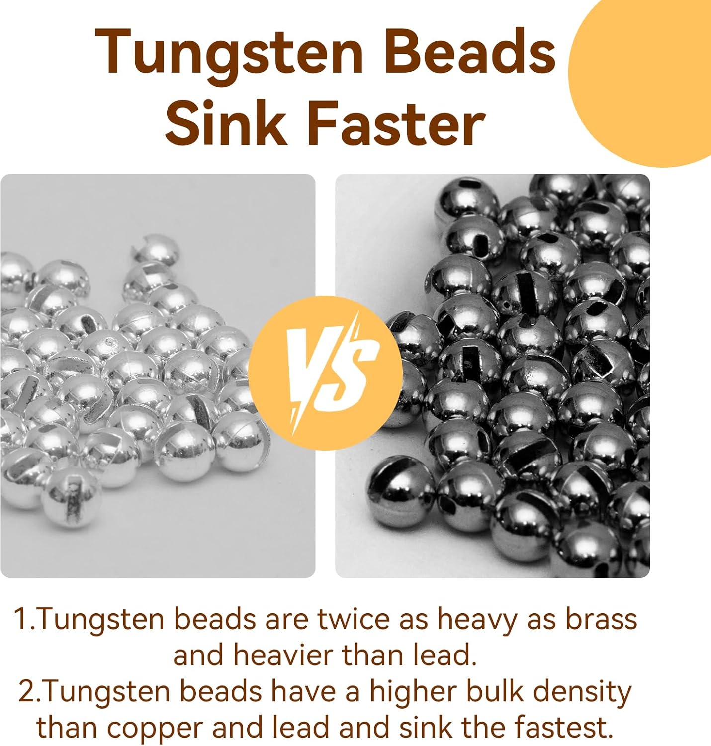 100pcs Tungsten Slotted Fly Tying Beads, 3 Colors & 13 Sizes (1.5-6.4mm), Fast Sinking for Nymphs, Wooly Buggers – Fly Fishing Beads Kit