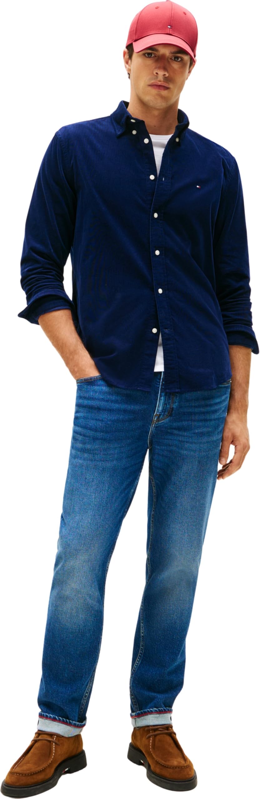 Tommy Hilfiger Męska koszula ze sztruksu RF MW0MW40486 L/S, niebieska, XXL, Niebieski (Imperial Navy), XXL