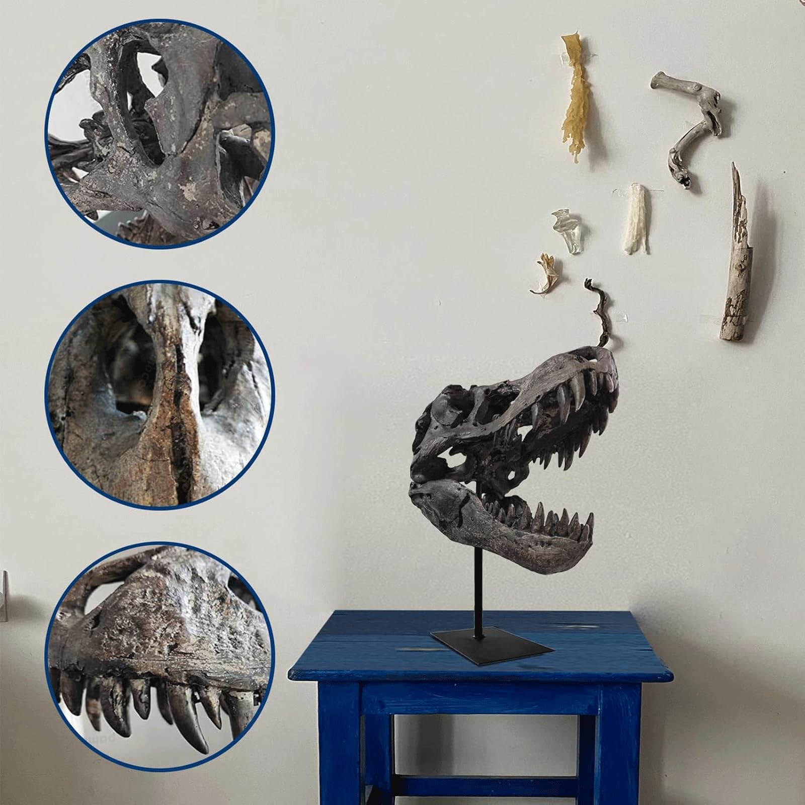 Rzeźby unikalna rzeźba dinozaura z żywicy do dekoracji pokoju - styl vintage kreatywna figurka głowy dinozaura do domu, salonu dekoracja domu estetyczna