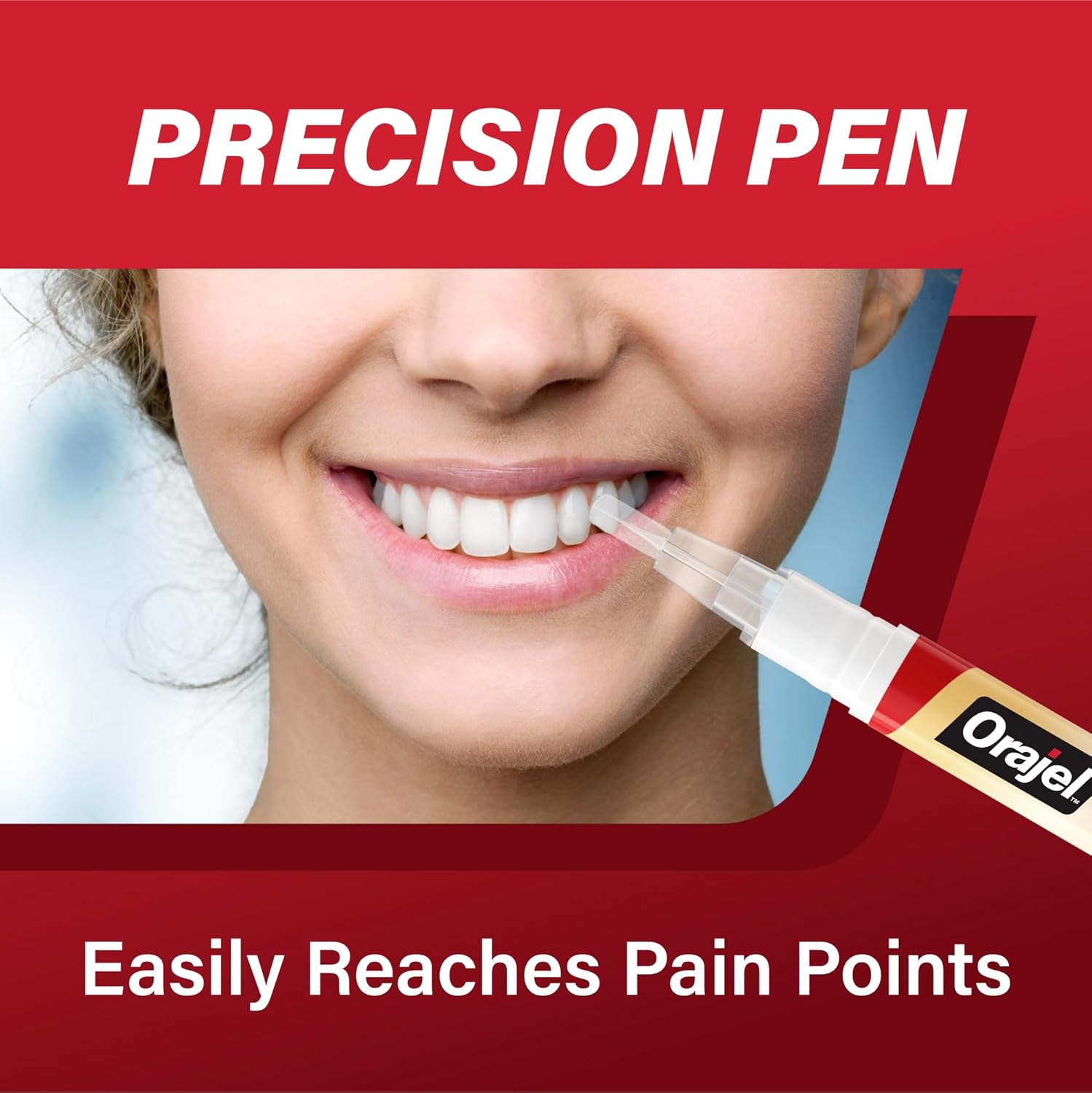 Orajel Rescue Relief Pen with Menthol Cooling Gel for Instant Pain Relief of Tooth & Gum, Mouth Sores, Braces and Denture Irritation, Touch-Free Silicone Applicator, 0.07 oz