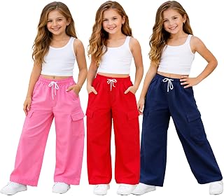 T2F Girls Cotton Baggy Fit Cargo Pants (Pack of 3) Price In India
