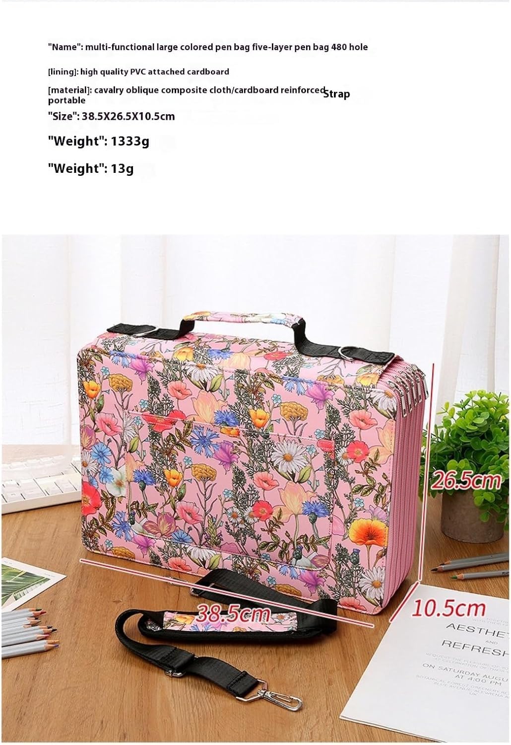 Astuccio per matite colorate, 480 scomparti con cerniera, portapenne per matite, penne, pennarelli, per scuola e ufficio, con astuccio, grande capacità, blu, organizer per borse, Blu, /