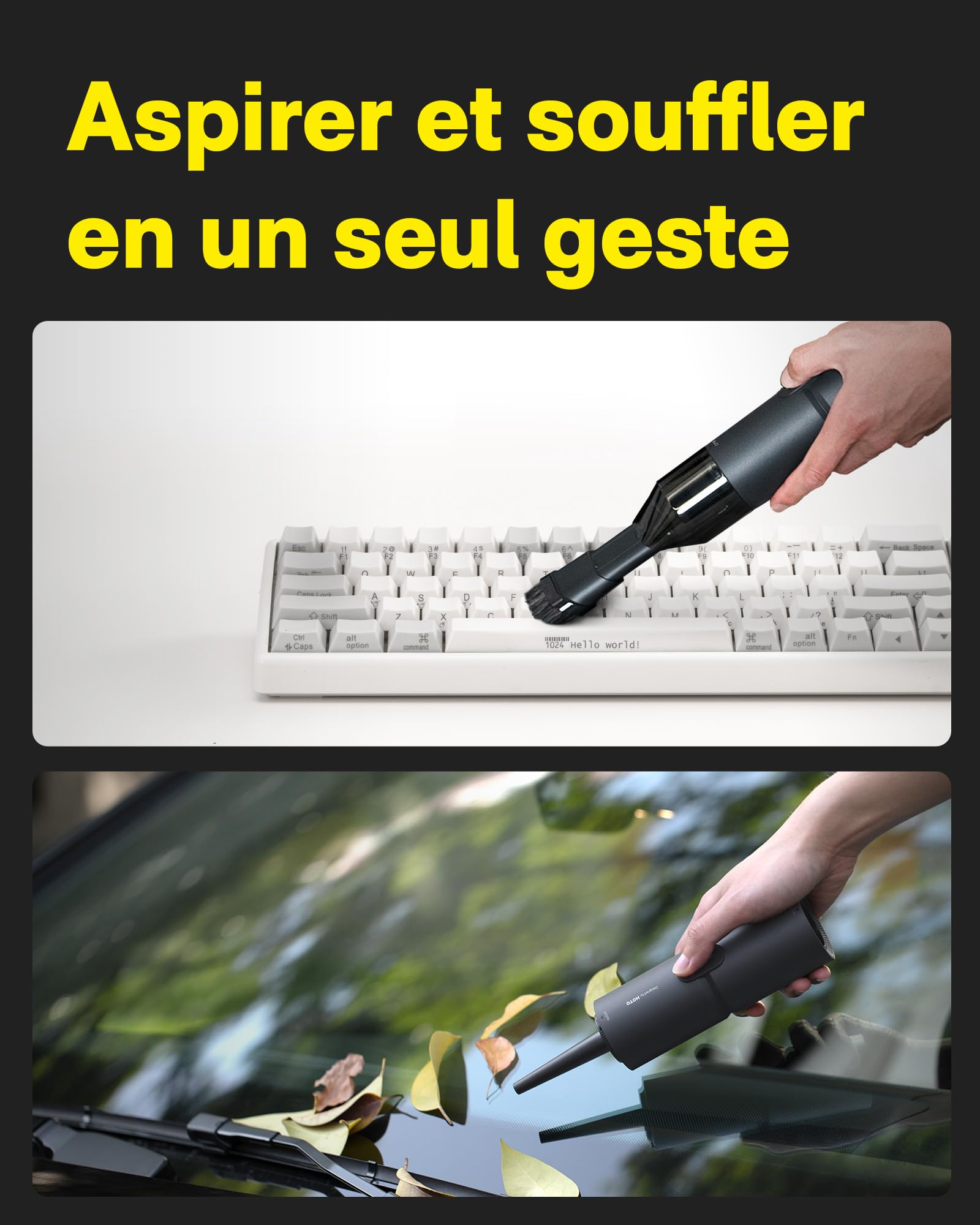 HOTO Mini Aspirateur à Main 4 en 1, 15000 PA Souffleur de Poussière Voiture | Aspirateur portatif multifonction pour voiture, table, clavier, compact léger pour petits nettoyages quotidiens