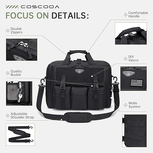 Miniatura 5 de Bolsa táctica grande para computadora portátil para hombres, bolsa militar de 17.3 pulgadas para computadora con cartera para pasaporte, bolsa de