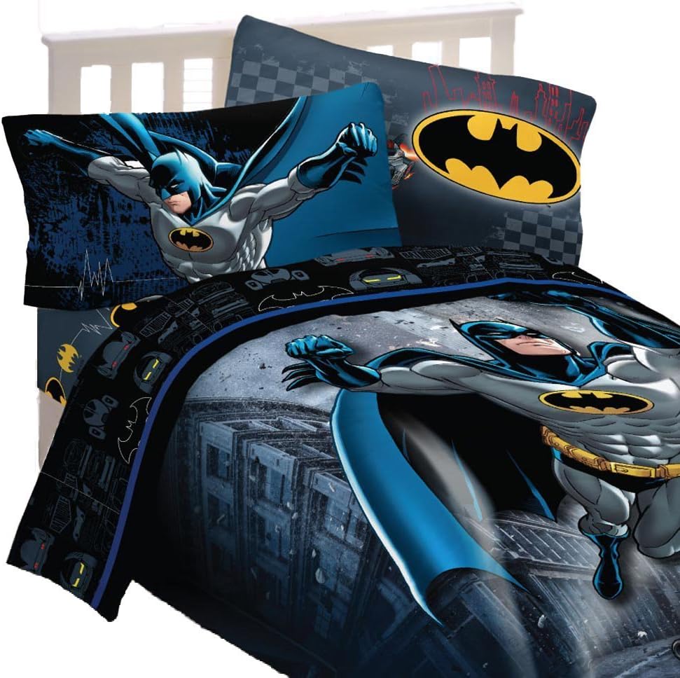 4pc DC Comics Batman Twin Bedding Set Guardian Speed Comforter and Sheet Set