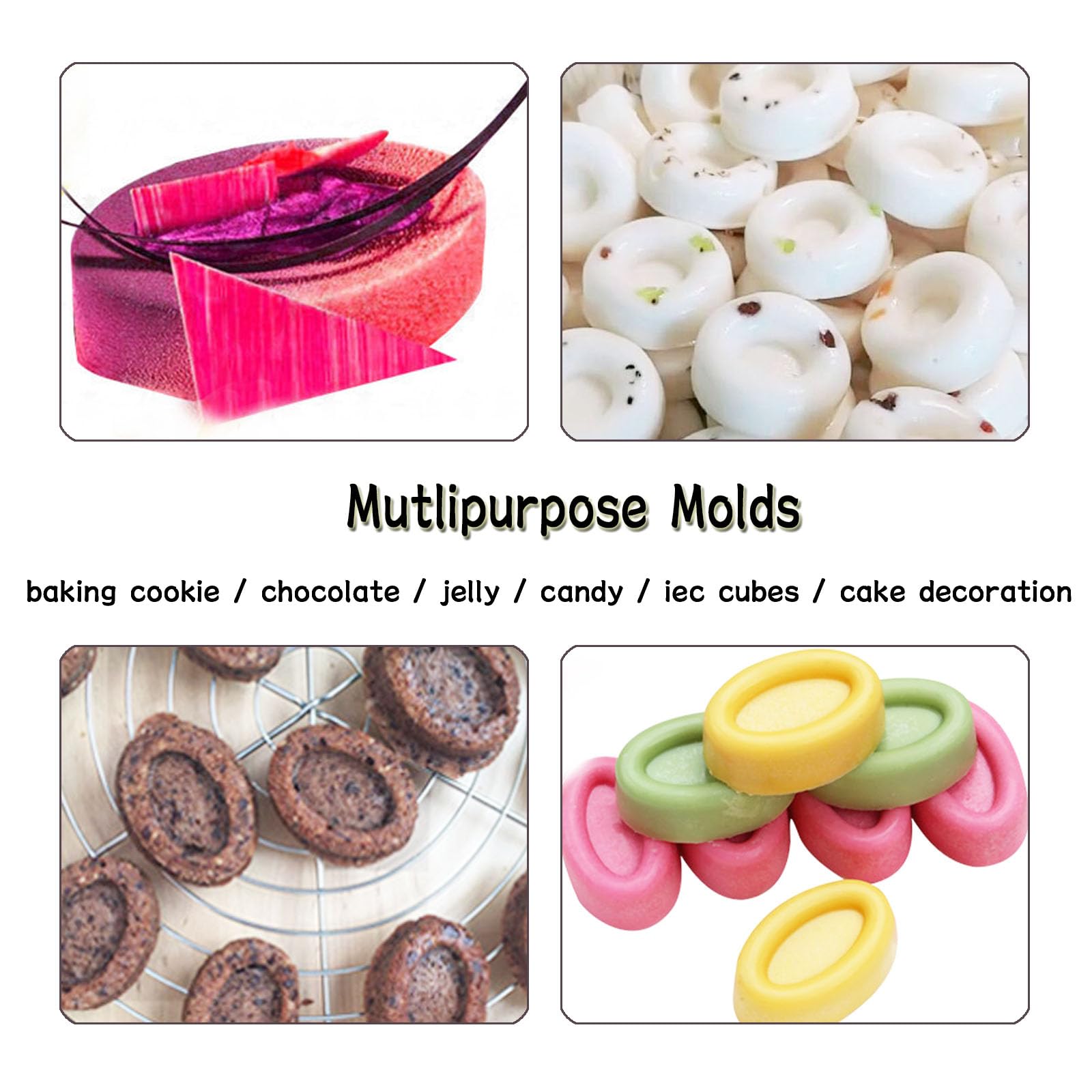 WishesMar 2Pcs Silicone Mould for Chocolate Candy Forming Mold Oval Donuts Shape - Image 3