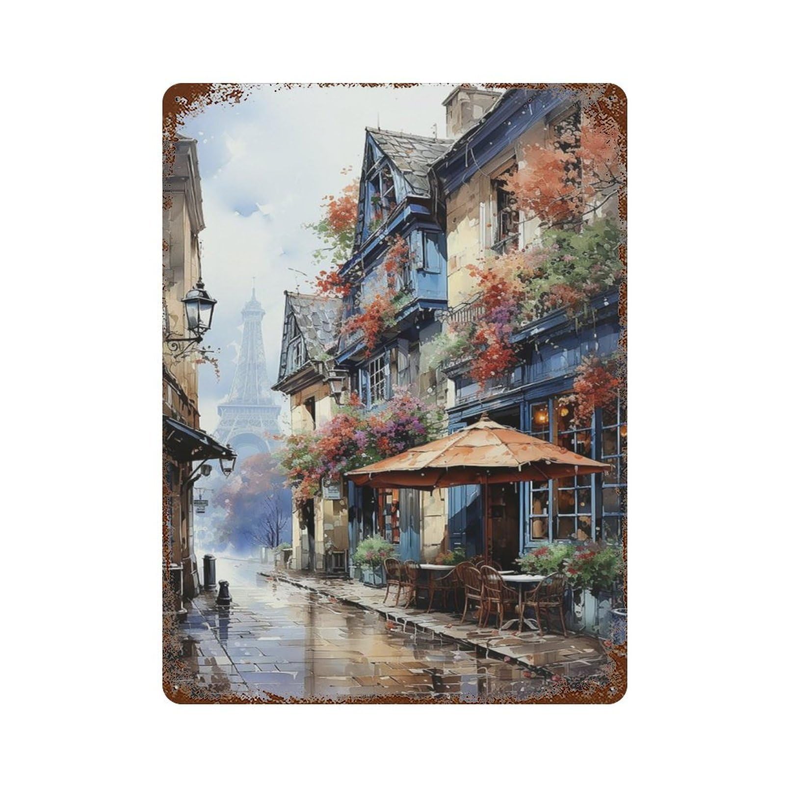 xiaoxiaoshen Cityscape Streets Of Paris France Wall Decor Art Metal Tin Poster Modern Home Decor Art Home Bar Shop Decorations Vintage Sign 40x30cm