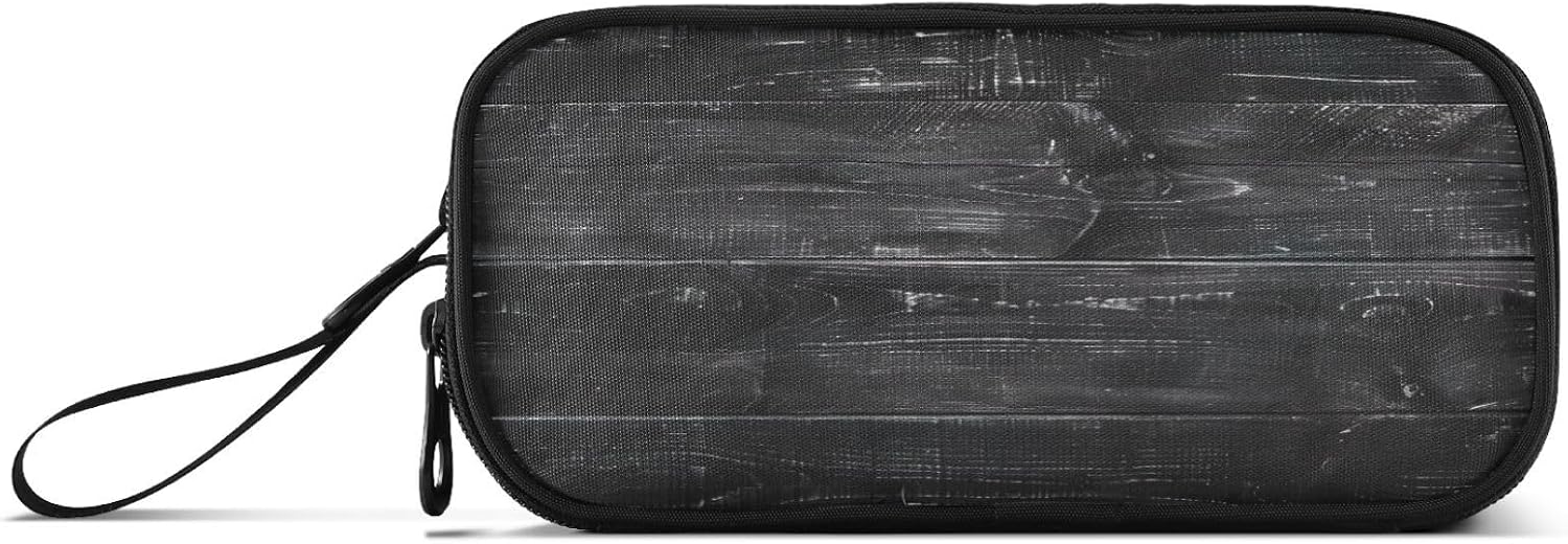 Joisal Rustic Wood Black Pencil Pouch, Clutter-free Stand-up