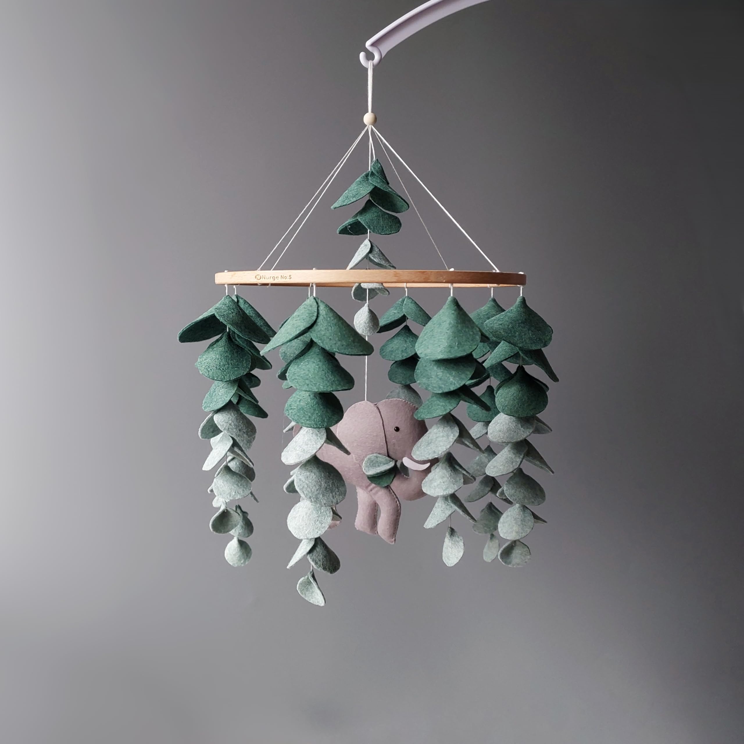 Elefante Giostrina per culla - Safari Nursery Decor con foglie di eucalipto - Giungla Theme Hanging Mobile per bambino ragazza - Animale tropicale culla mobile - Safari Baby Shower Gift