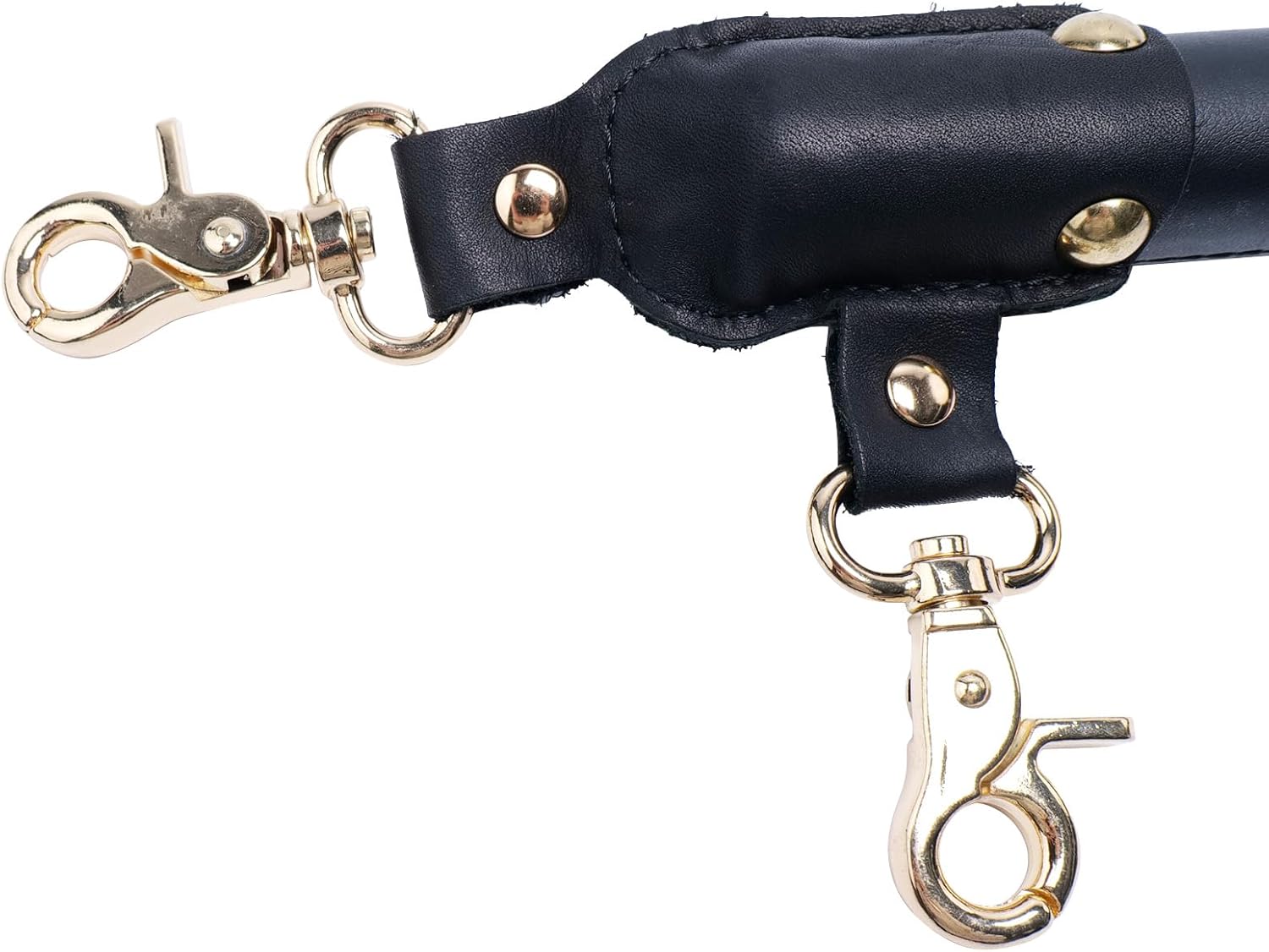 Wooden Black PU Spreader Bar with 4pcs PU Black Crocodile Adjustable Straps,Workout Bar for Home Gym Training Bar,Portable Detachable Pilates Kit