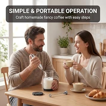 Handheld Milk Frother Electric Coffee Frother Hand Held Stainless Steel Drink Mixer with 19000 RPM Mini Electric Whisk for Latte Matcha Hot Chocolate