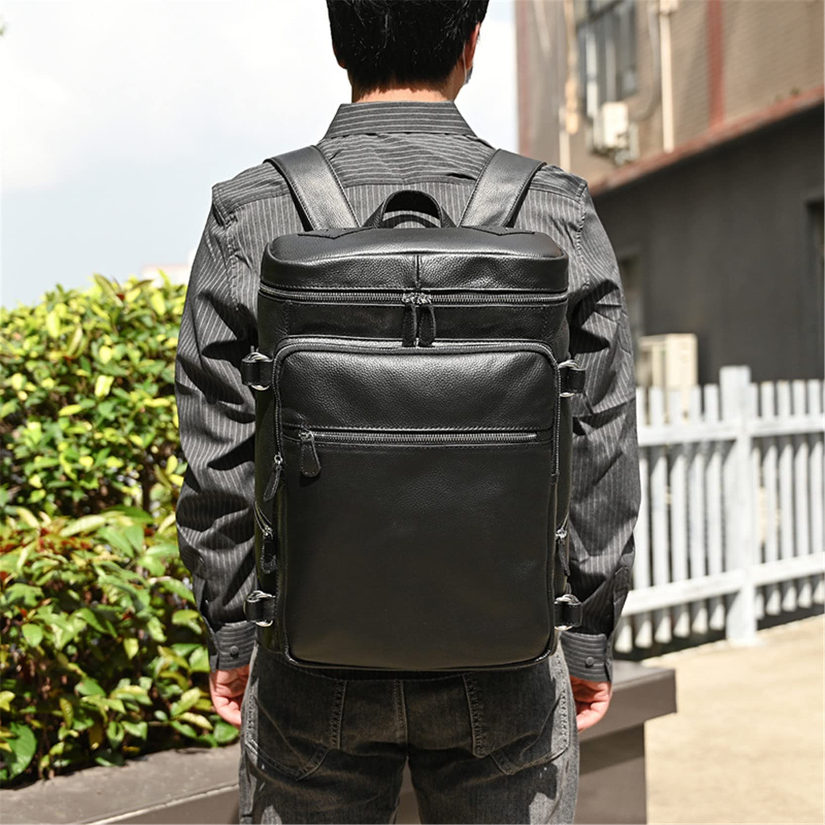 Laptoptasche Rucksack Herren Arbeit Schulrucksack, Herren Vintage Echtes Leder Rucksack 15,6 Zoll Laptop Tasche Mode College Tasche Große Kapazität Computer Rucksack Reise Daypack für Business/Schule/
