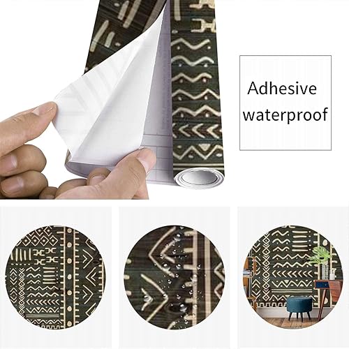 Miniatura 7 de Tela de impresión africana sin costuras, diseño étnico tribal tradicional para despegar y pegar, papel tapiz extraíble autoadhesivo grande, rollo de