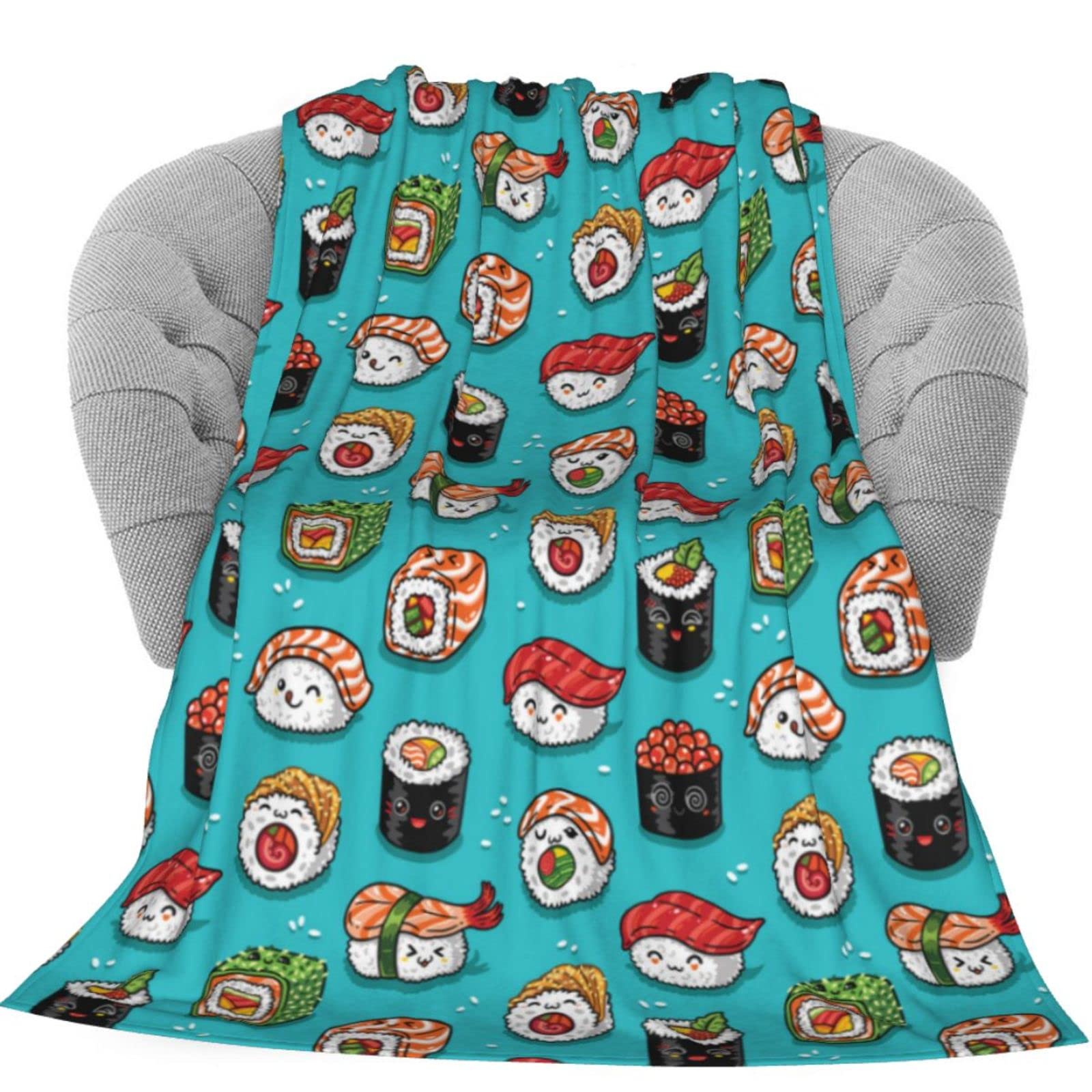 Dujiea Funny Food Sushi Flannel Fleece Throw Blanket 50