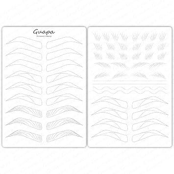 Guapa 3pcs Microblading Hairstroke Practice Skin Pre-printed Silicone Eyebrow Latex for Perfect Nano Eyebrow Tattoo Practice White Sheet