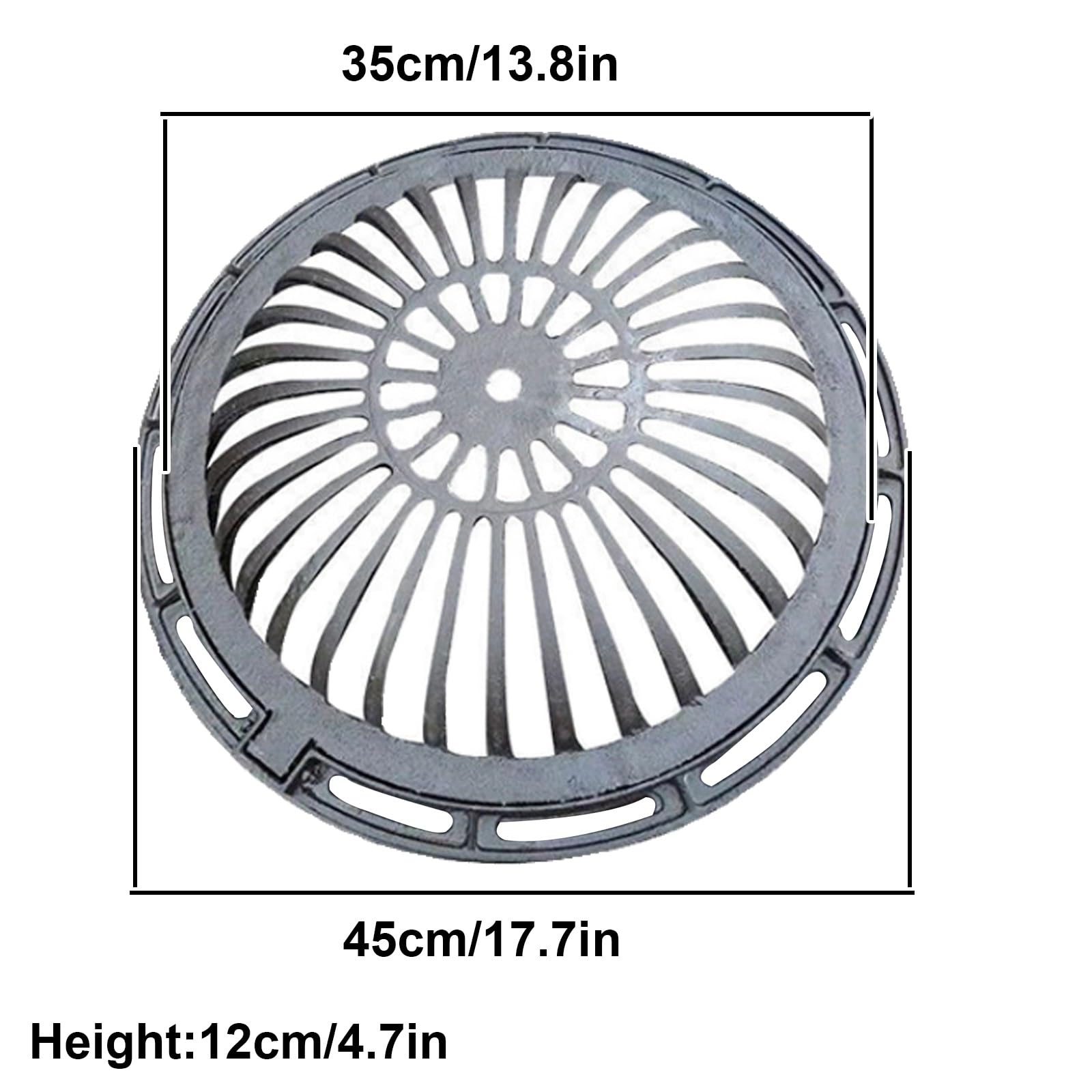 Heavy-Du - Rejilla de drenaje de hierro fundido para patio, jardín, sótano, Ga - 35 cm