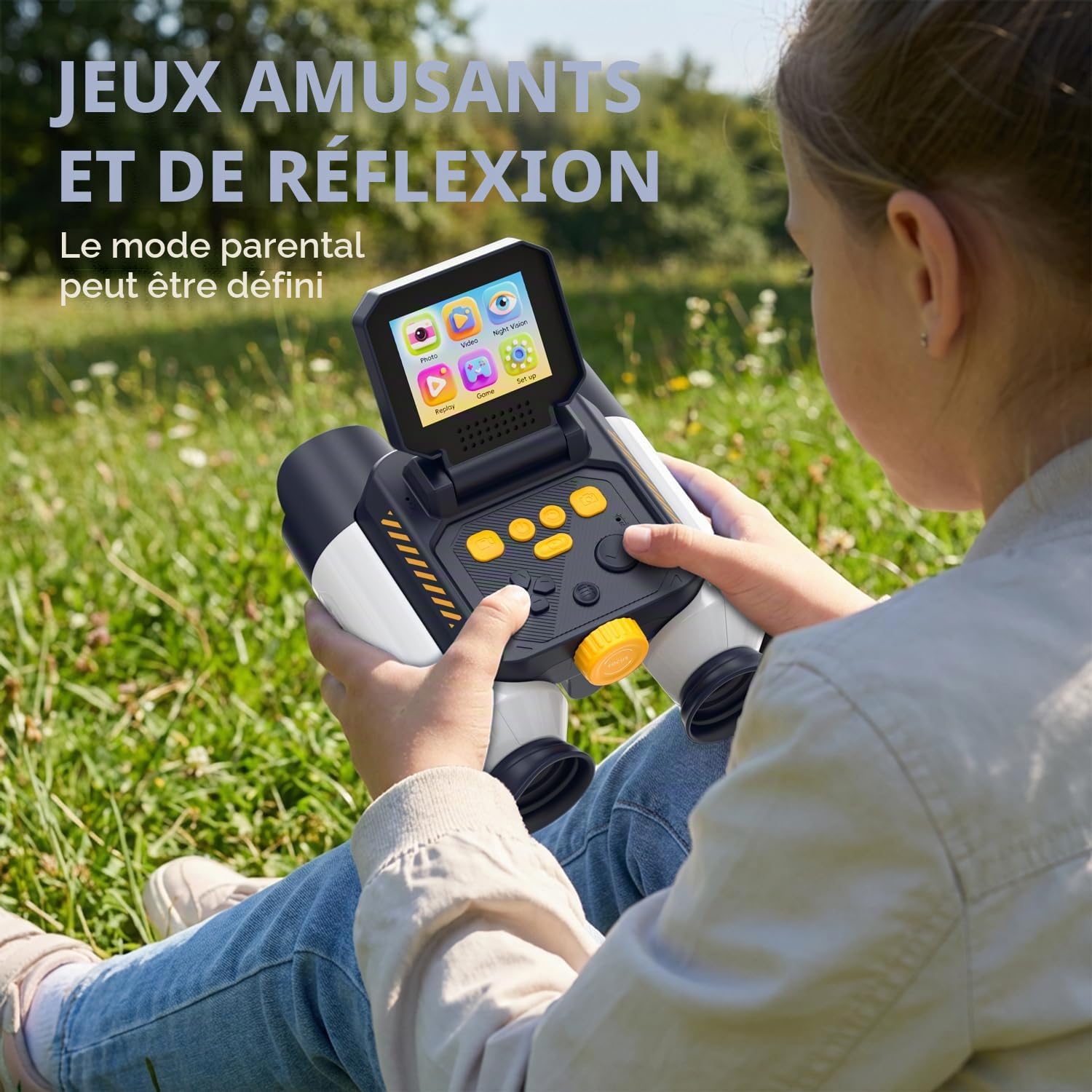Jumelles Enfants Ahalfcit Télescope Jouet Vision Nocturne Infrarouge 10x25 Écran Couleur 2,4 Pouces Exploration Plein Air 4 Ans+ Blanc