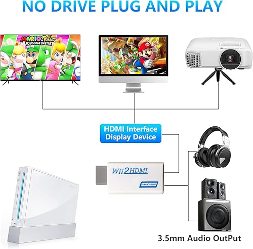 Miniatura 7 de Adaptador HDMI 3 en 1 Wii Adaptador Wii a HDMI para Smart TV + Barra de sensor Wii Barra de sensor de movimiento con cable + Cable HDMI de alta