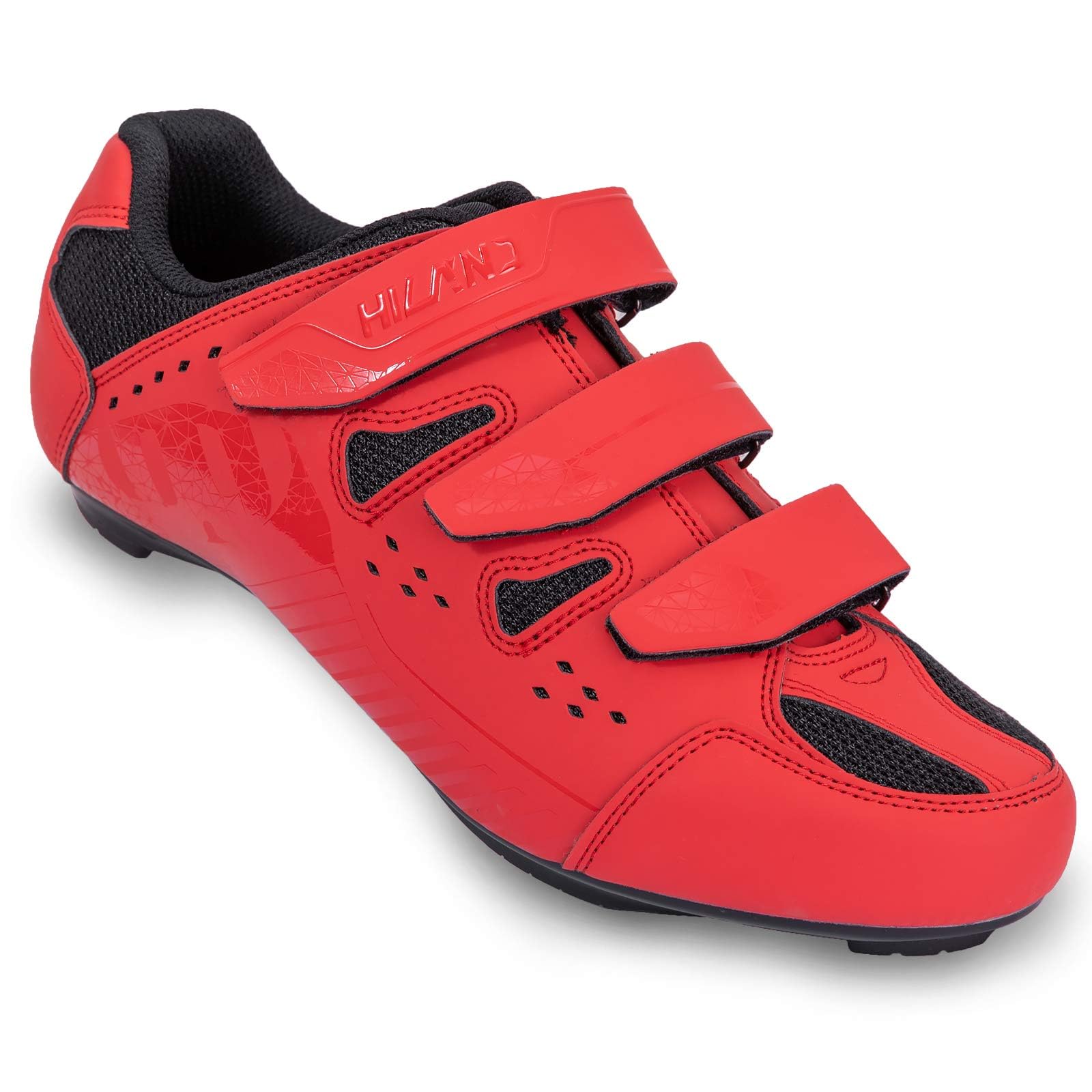 HH HILAND Unisex Wide Cycling Shoes Compatible with Delta/SPD Cleats-3 Straps-Clip in Road/Mountain/Indoor Bike Shoes for Mens and Womens Red