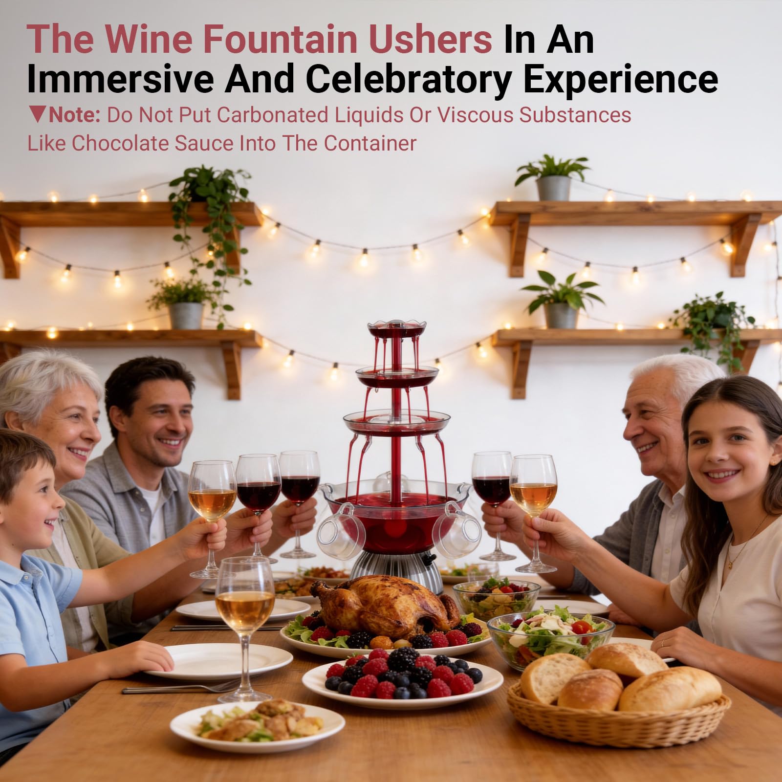 3-Stufiger Klarer Partybrunnen,4L Getränkebrunnen Zimmerbrunnen mit 5 Stück Bechern,Cocktail Brunnen LED-Beleuchteter Sockel,Saft Und Weinbrunnen Trinkbrunnen für Kneipen, Hauspartys