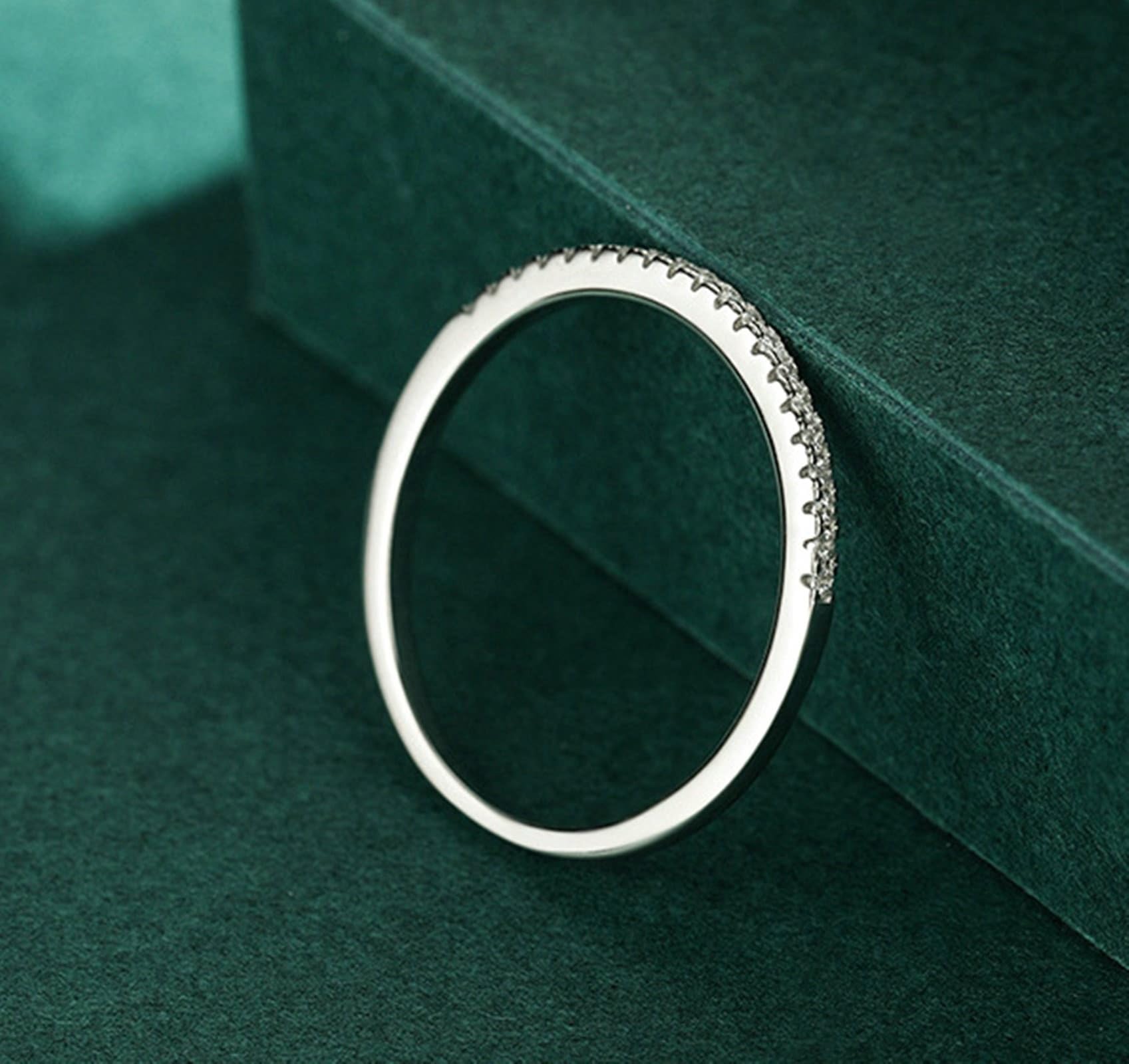 KnSam Par de anillos de oro blanco de 9 K/14 K, moissanit Au375/585, oro blanco, anillo de eternidad, anillo de memoria, joyas auténticas, tallas 47-62