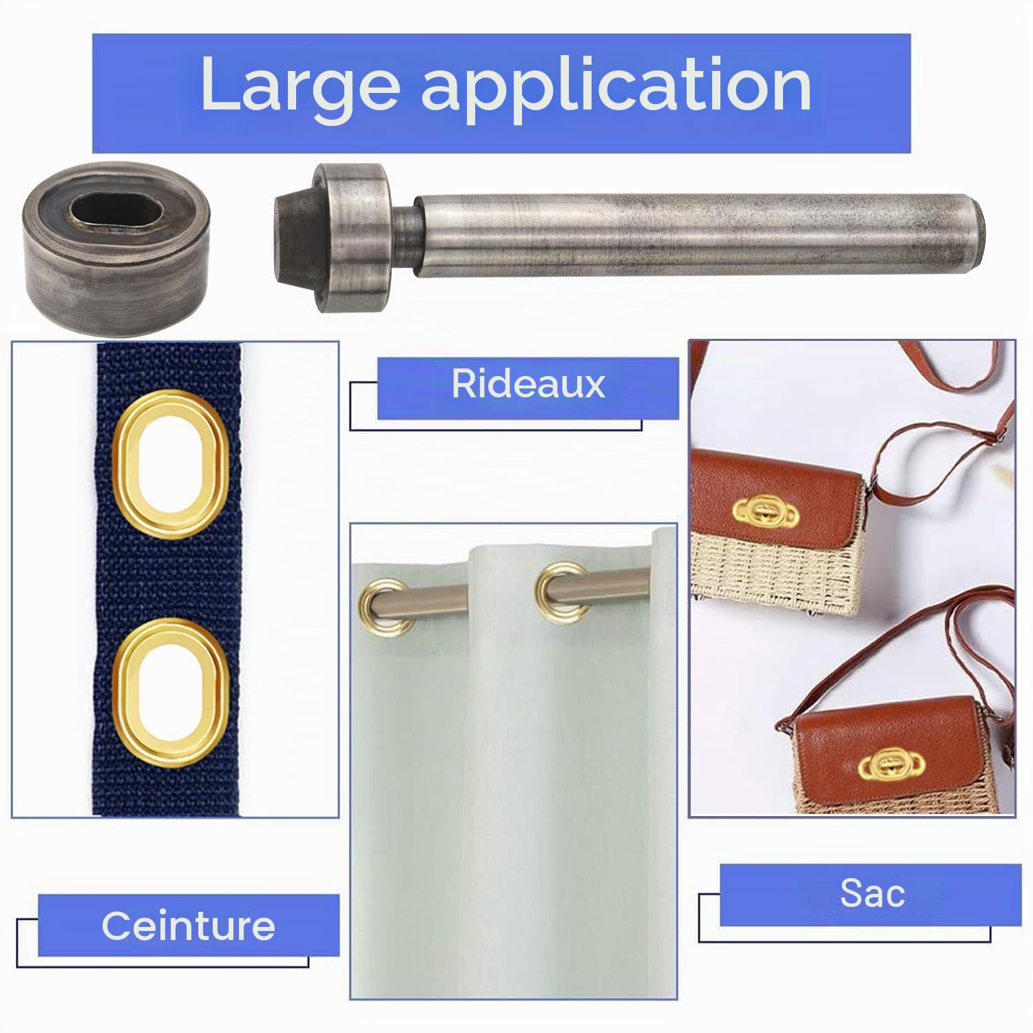 Oeillet Trou Poinçon d'Oeillet Grommets Eyelets Outils Oeillets Kit pour Baches pour Toile Cuir Bannières Rideaux Étiquettes de Vêtements Bricolage