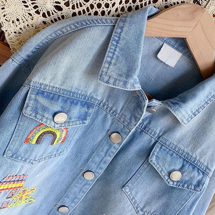 Kids Embroider Denim Jacket Girls' Outwear Ages 5-10 Years4