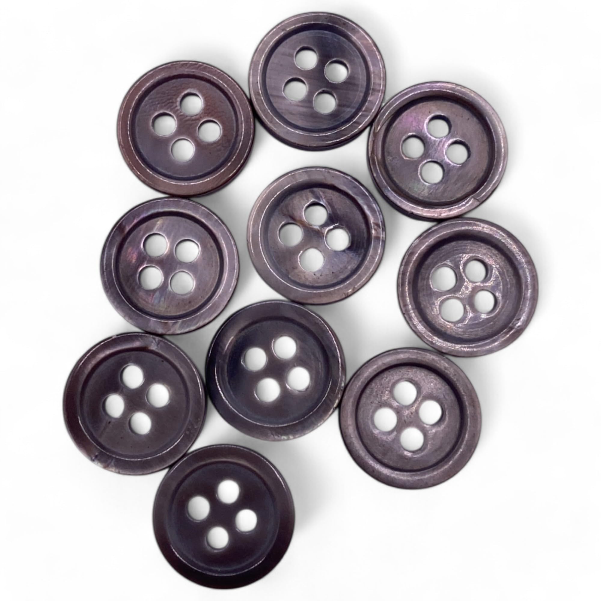 KnitForLess Pearl Shell Buttons, 9mm, Grey, 4 Hole Rim Edge, Baby Cardigan, Shirt (20)