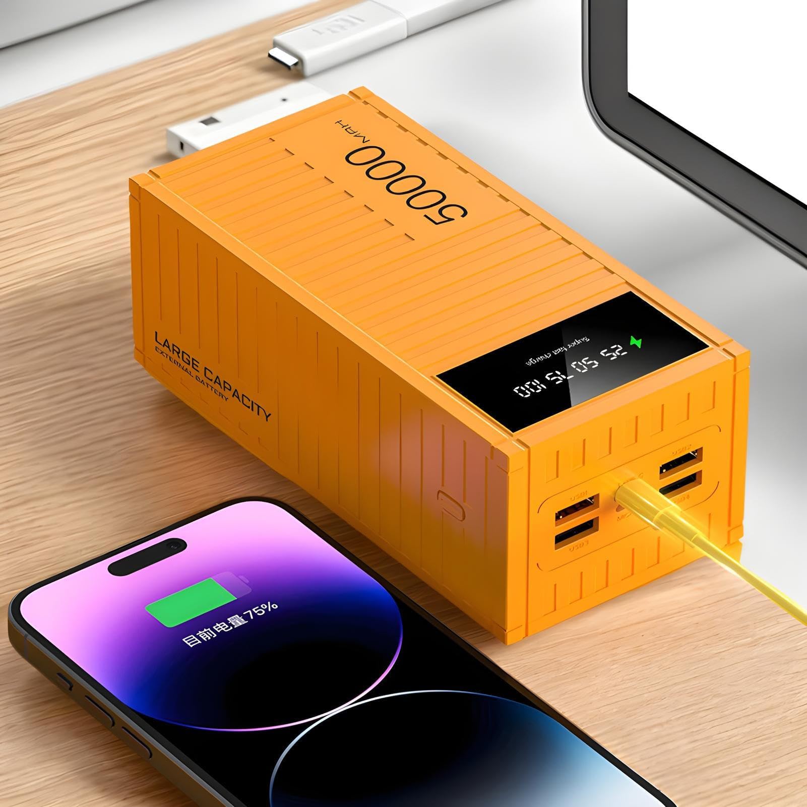 Banco De Carga Rápida, Cargador De Alta Velocidad De 66 W, Gran Capacidad De 50000 MAh, Diseño Portátil Multifuncional, Construcción Duradera De ABS, Respaldo De Energía For Teléfonos Móviles(White.)