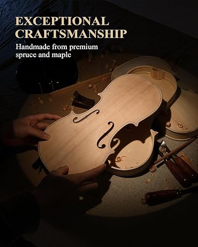 Miniatura 4 de Eastar Juego de Violín 4/4 Tamaño Completo Violín de Madera Maciza para Adultos con Estuche Rígido, Soporte para Hombro, Colofonia, Dos Arcos