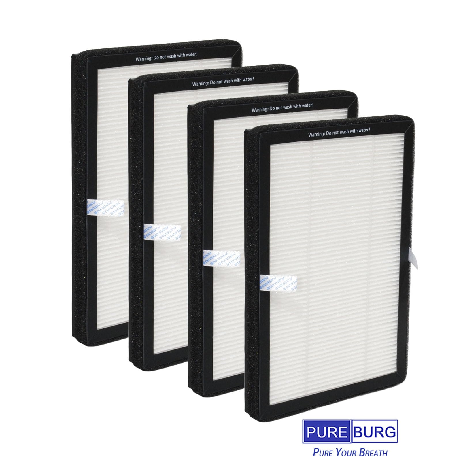 PUREBURG Ersatzfilter kompatibel mit Midea MFP-120i (BL) 2-in-1 Luftreiniger und Ventilator Turmventilator,4er-Pack HEPA Luft sauber