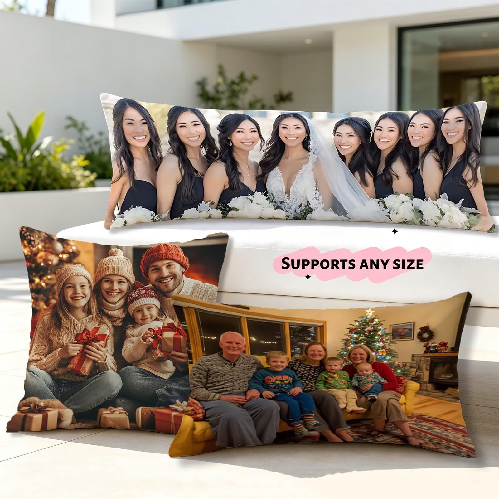 Coussin Personnalisé Photo, Coussin Canape Taie d'Oreiller 60x180, Cod24