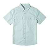 Boys Short Sleeve Button Down Casual Woven Shirt Two Pockets