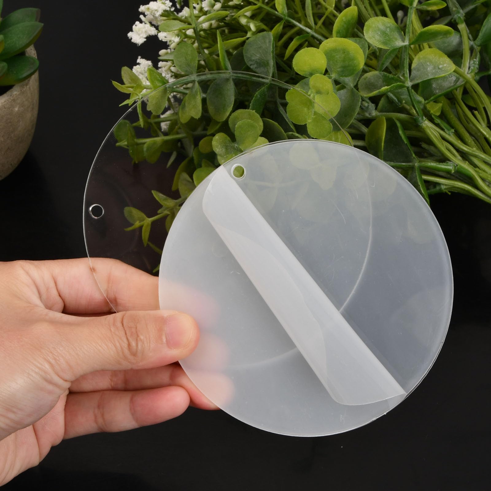 50 Stück Transparent Acrylplatte 10CM Rund Acryl Platte Klare Scheibe Acrylscheibe für DIY Schlüsselanhänger Basteln
