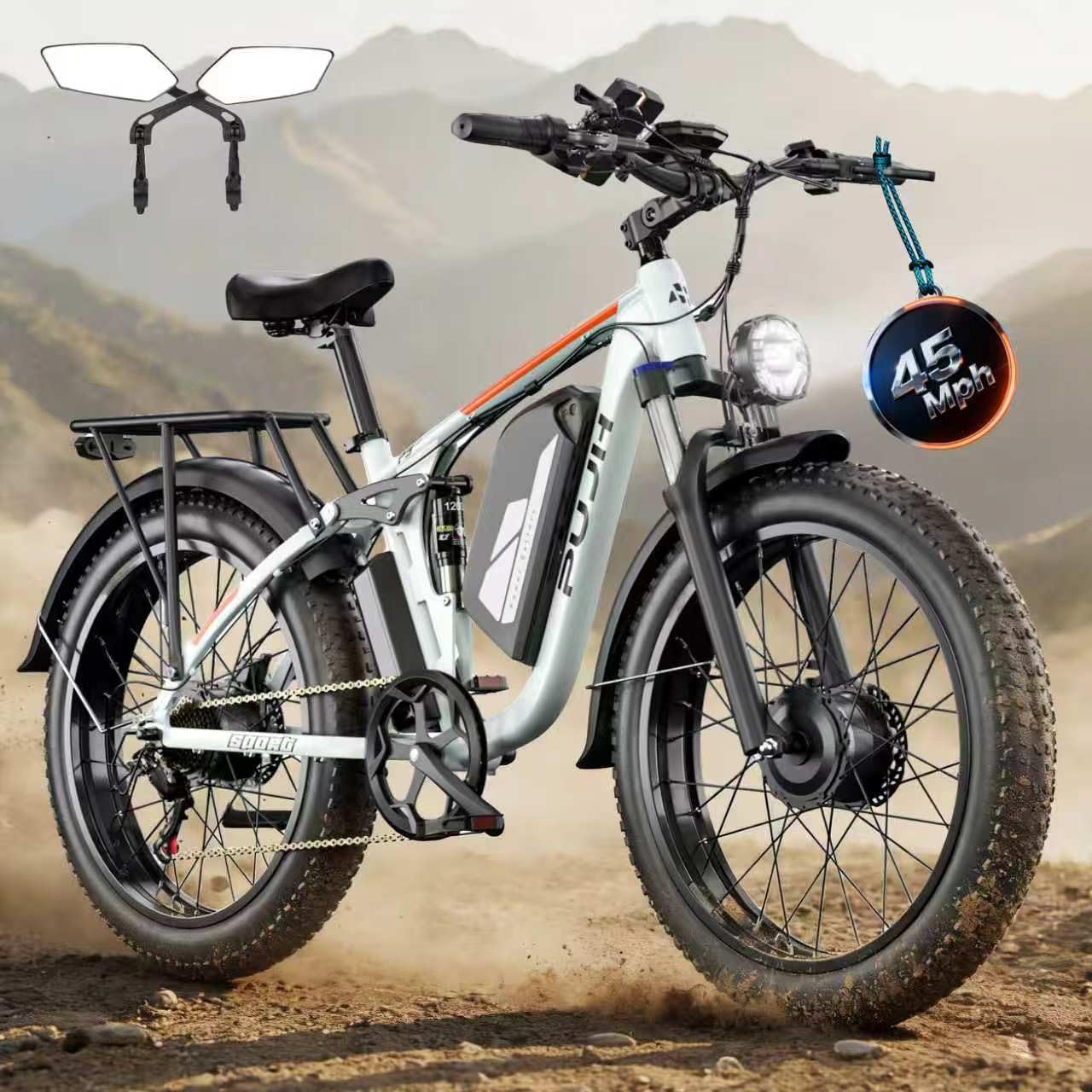 8000W 60V Dual Motor Electric Bike Up to 100Mi 24″ Fat Tire for Adults
