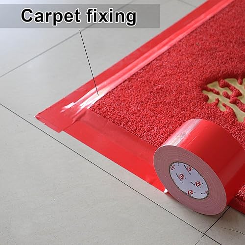 Miniatura 6 de Cinta adhesiva roja de 3 pulgadas, cinta adhesiva resistente de color rojo de 3 pulgadas x 60 yardas, 9 mil de grosor, grado industrial,