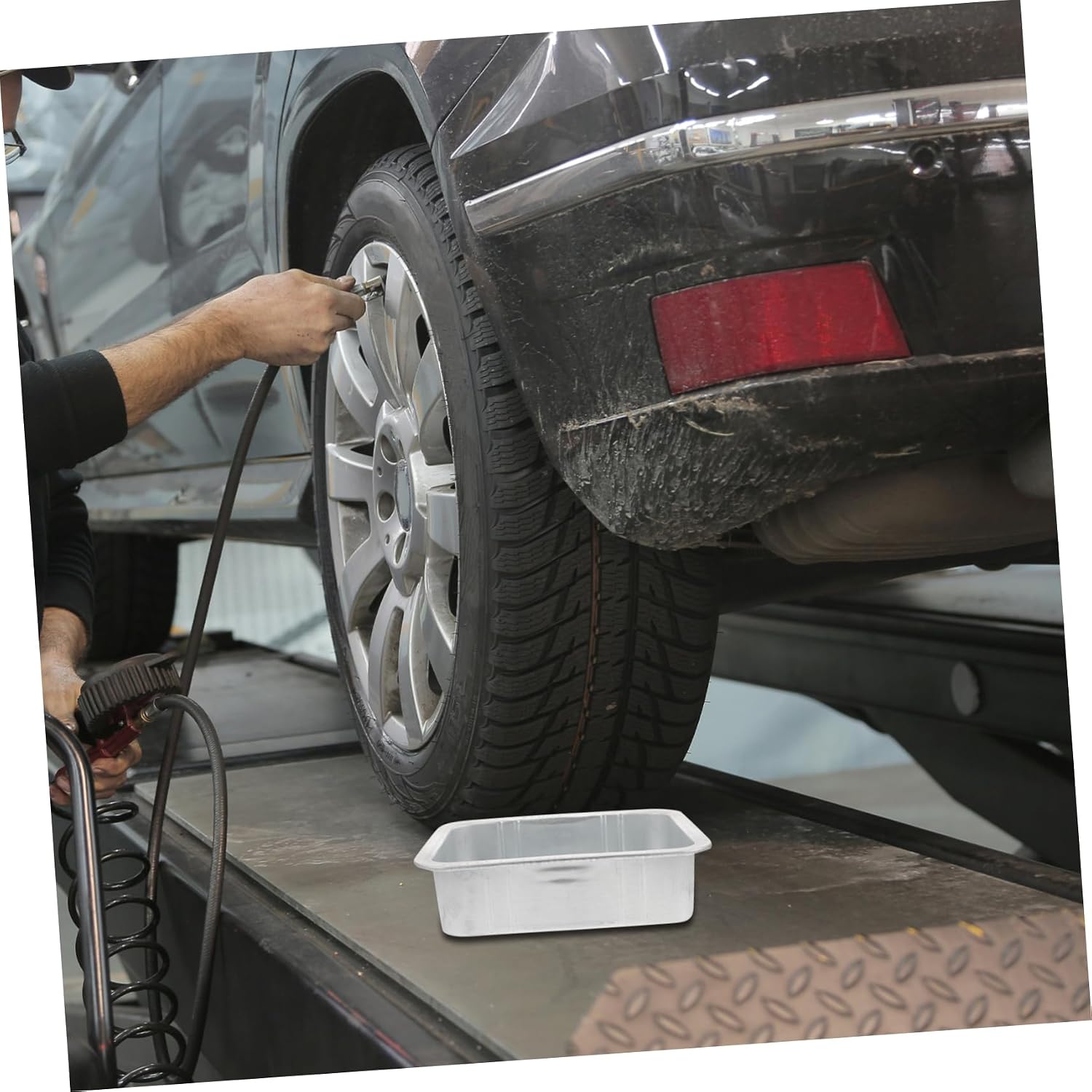 2pcs Oil Drain Pan for Oil Change Car Engine Sturdy Steel Capacity Easy to Clean