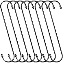 HiGift 10 Inch Long S Hooks for Hanging Plants, 8 Pack Large Plant Hooks for Hanging Baskets Heavy Duty, Black Extender Hooks for Kitchenware, Pergola, Closet, Flower Basket, Bird Feeder, Wind Chimes