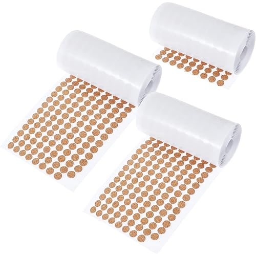 4200 Pcs 3/8 Inch Self Adhesive Cork Pads, 3 Roll Cabinet Door Bumpers Chair Leg Protectors Cork Plant Coasters for Kitchen Cabinet Doors Drawers & Hardwood Floors