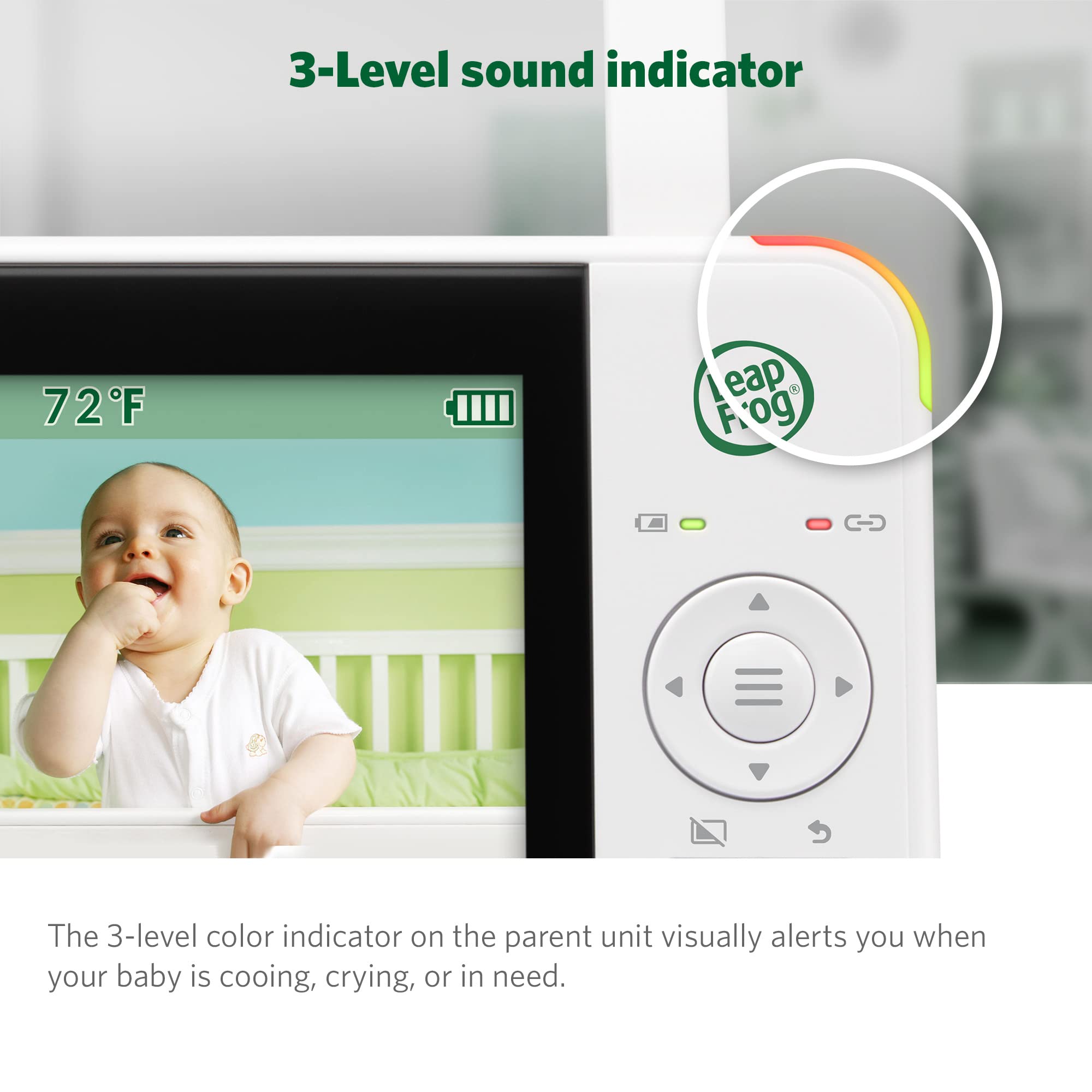 LeapFrog LF2415 Baby Monitor with 5 IPS LCD Screen, Up to 17-Hr Video Streaming, 1000ft Long Range, NightVision, Soothing Lullabies, NightLight, 2-Way Audio Talk, TemperatureSensor,SecureTransmission