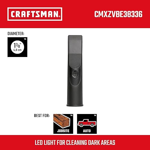 Miniatura 2 de CRAFTSMAN CMXZVBE38336 - Boquilla de coche con luz LED de 1-78 pulgadas para aspirador de tienda húmedaseca