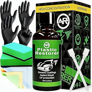 Plastic Restorer for Cars, 60ML Black Trim Restorer, Back to Black Plastic Restorer, High Concentration Ceramic Crystal Hydrophobic Coating Lasting Shine Up to 12 Months+ & UV Protection & Deep Repair
