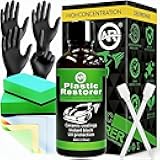 Plastic Restorer for Cars, 60ML Black Trim Restorer, Back to Black Plastic Restorer, High Concentration Ceramic Crystal Hydrophobic Coating Lasting Shine Up to 12 Months+ & UV Protection & Deep Repair