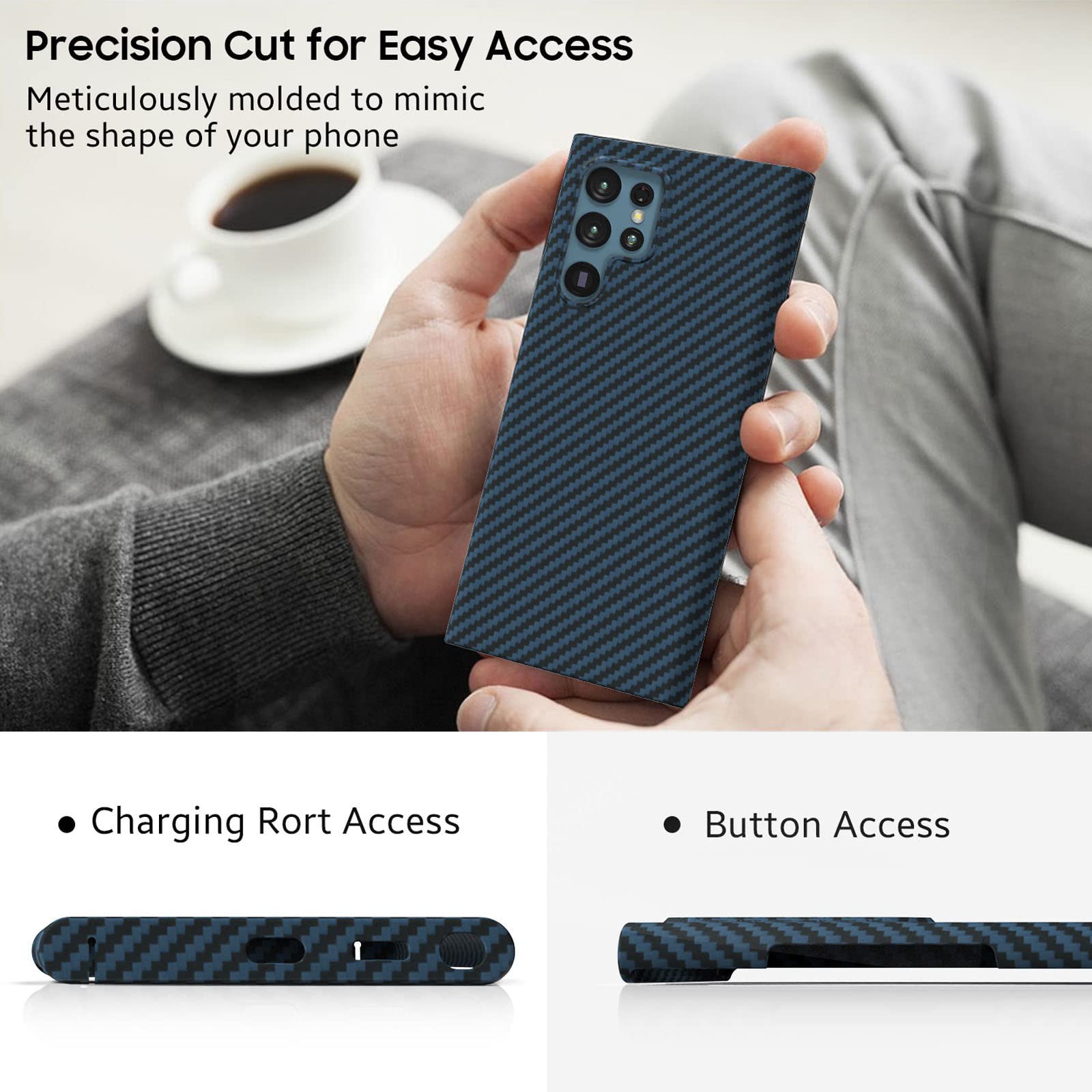IPhone 14 Pro Max Hülle – Carbon Fiber Design, Stoßdämpfend, Kratzfest, Kompatibel Mit Kabellosem Laden